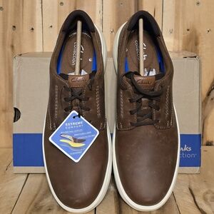 CLARKS Mens 13 M 47 Bradley Plain Light Brown Leather Extreme Comfort Oxford NIB